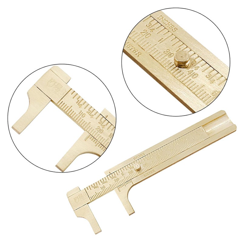 Rierdge Mini Double Scales Pocket Caliper, 80mm Brass Vernier Caliper for Measuring Jewelry Components, 2 Pack - Image 4